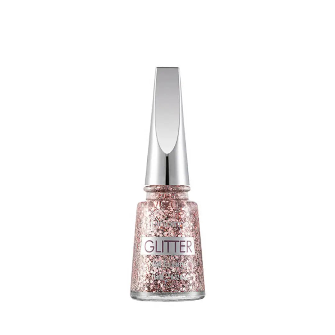 Flormar Glitter Nail Polish GL02 Pink Silver Shiny Finish by Beauty Care Bag