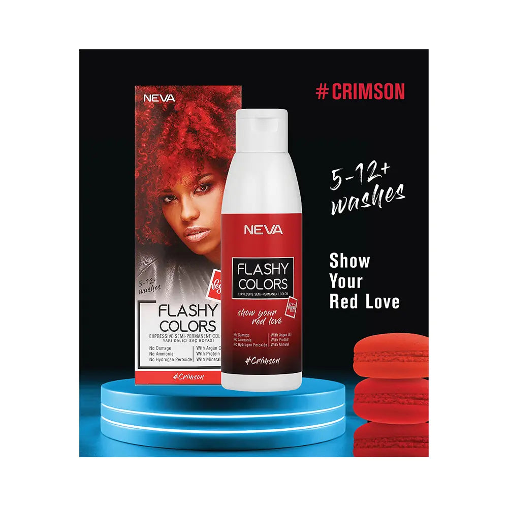 Neva Flashy Colors Semi-Permanent Hair Dye in Red 100ml by Beauty Care Bag