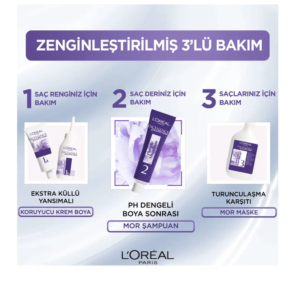 L'Oreal Excellence Cool Creme 3-11 Extra Ash Dark Brown Hair Dye by Beauty Care Bag