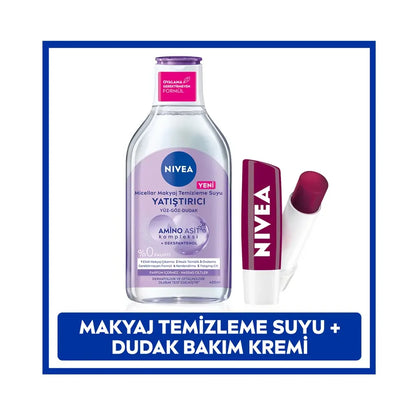 Nivea Micellar Cleansing Water & Blackberry Lip Balm Set by Beauty Care Bag