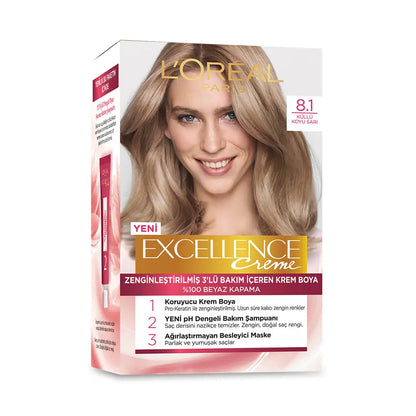 L'Oreal Excellence Creme Hair Dye 8.1 Ash Dark Blonde by Beauty Care Bag