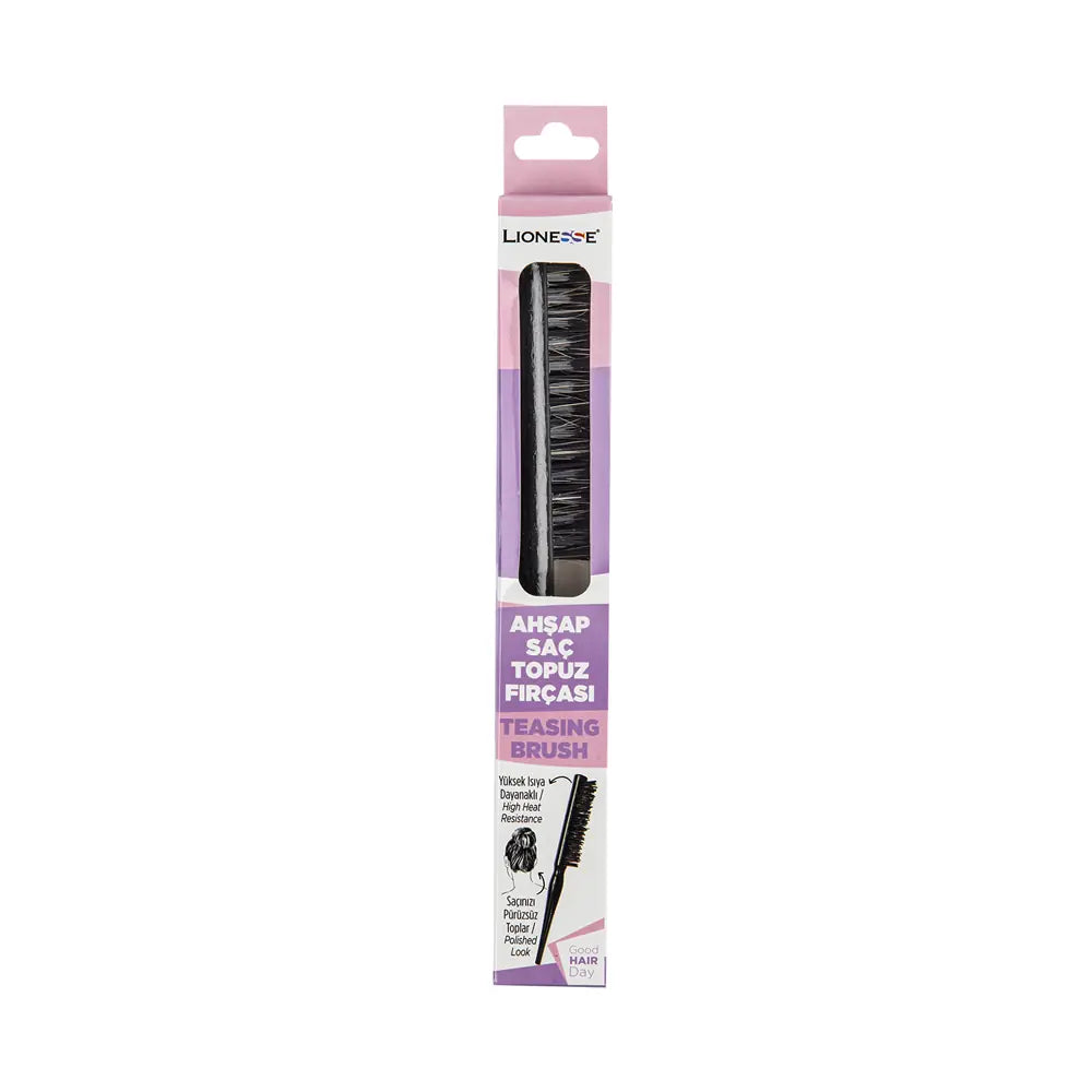 Lionesse 6160 Fine Teasing Brush for Sleek Hairstyles by Beauty Care Bag