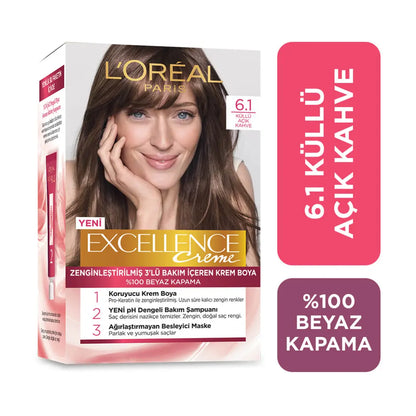 L'Oreal Paris Excellence Creme Hair Color 6-1 Ash Light Brown by Beauty Care Bag