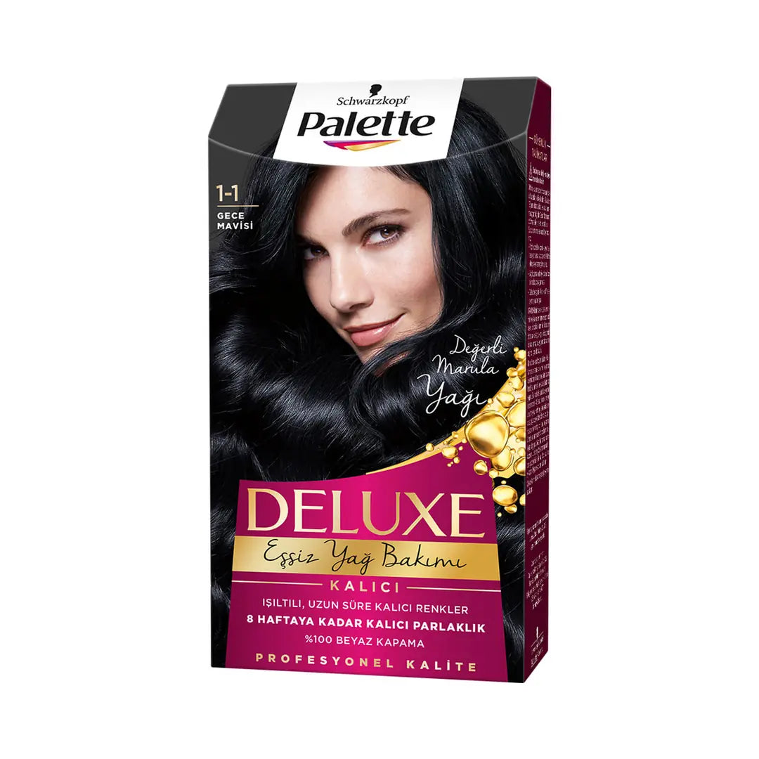 Palette Deluxe Blue Hair Dye - Long-Lasting, Nourishing, Vibrant Color for Grey Hair Coverage by Beauty Care Bag