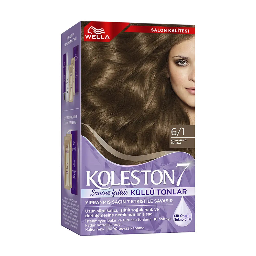 Wella Koleston 6/1 Permanent Hair Color Kit - Dark Ash Blonde by Beauty Care Bag