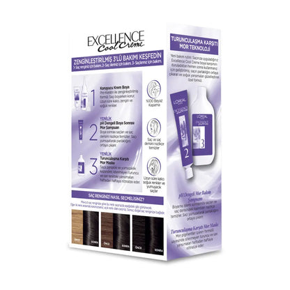 L'Oreal Excellence Cool Creme 3-11 Extra Ash Dark Brown Hair Dye by Beauty Care Bag