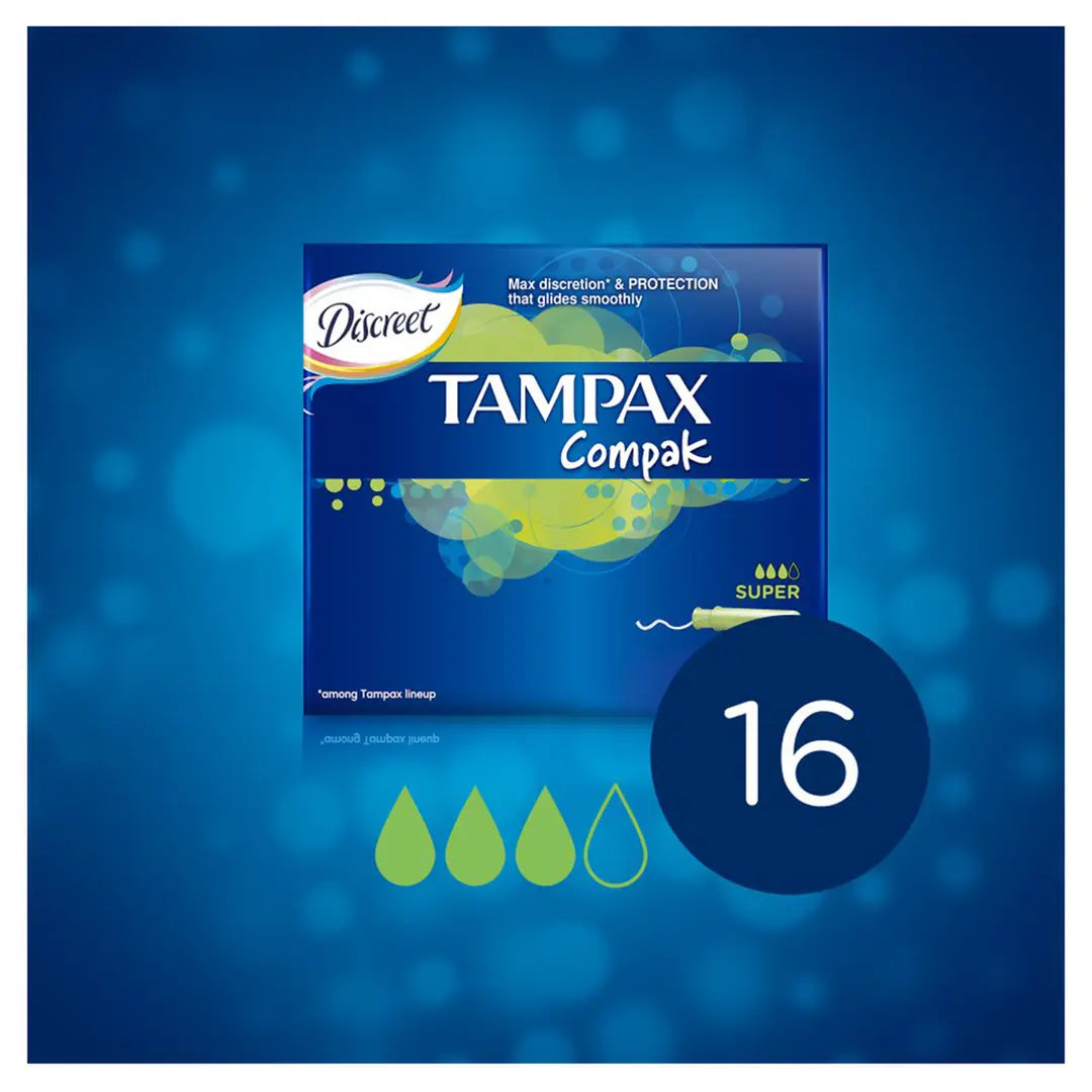Discreet Tampax Compak Super Tampons for Heavy Flow 20 Count by Beauty Care Bag