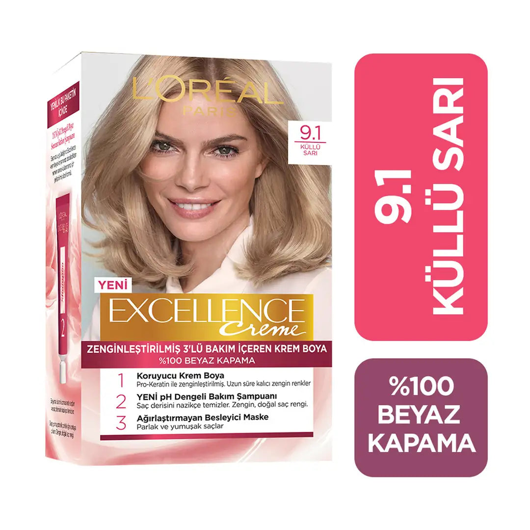 L'Oreal Excellence Creme Hair Color 9-1 Cool Ash Blonde by Beauty Care Bag