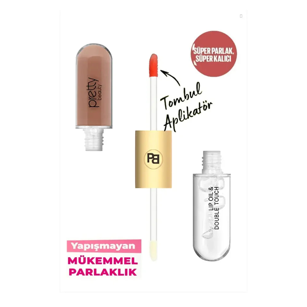 Pretty Double Touch Lipgloss 02 - High-Shine Liquid Lip Gloss by Beauty Care Bag