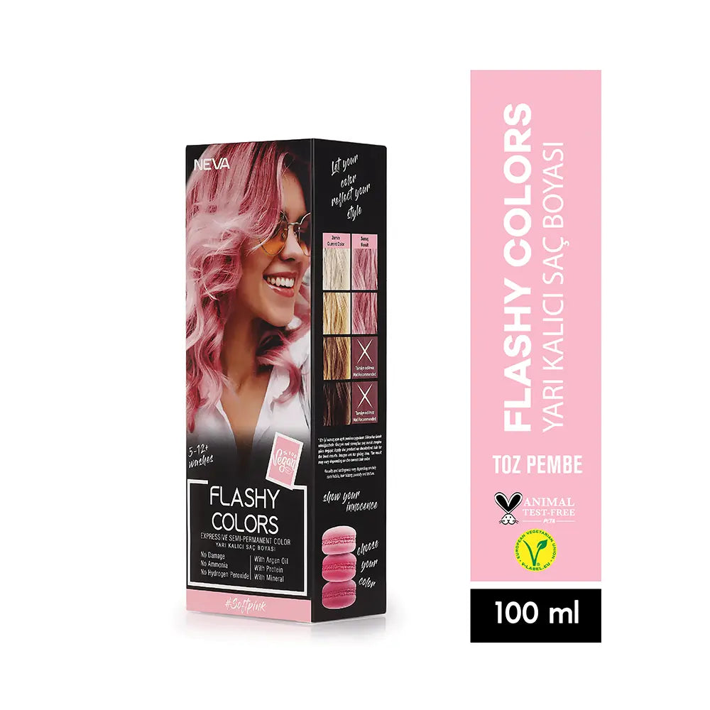 Neva Flashy Colors Semi-Permanent Dye in Powder Pink 100ml by Beauty Care Bag