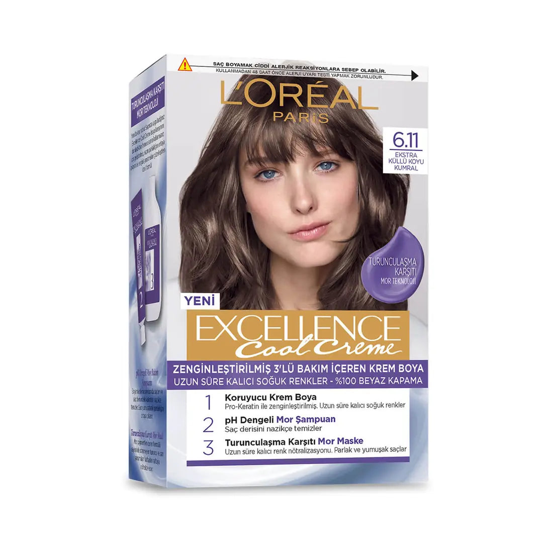 L'Oreal Excellence Cool Creme 6-11 Extra Ashy Dark Blonde Hair Dye by Beauty Care Bag