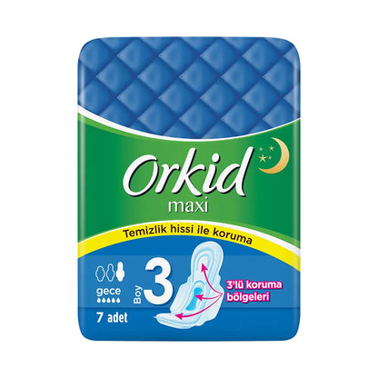 Orkid Maxi Night Sanitary Pads for Leak Protection 7 Count by Beauty Care Bag