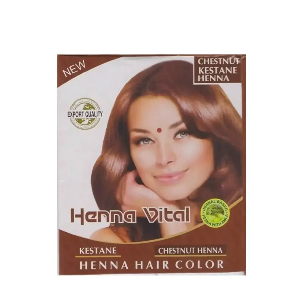 Henna Vital Hair Henna Chestnut Color for Natural Shine by Beauty Care Bag