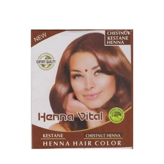 Henna Vital Hair Henna Chestnut Color for Natural Shine by Beauty Care Bag