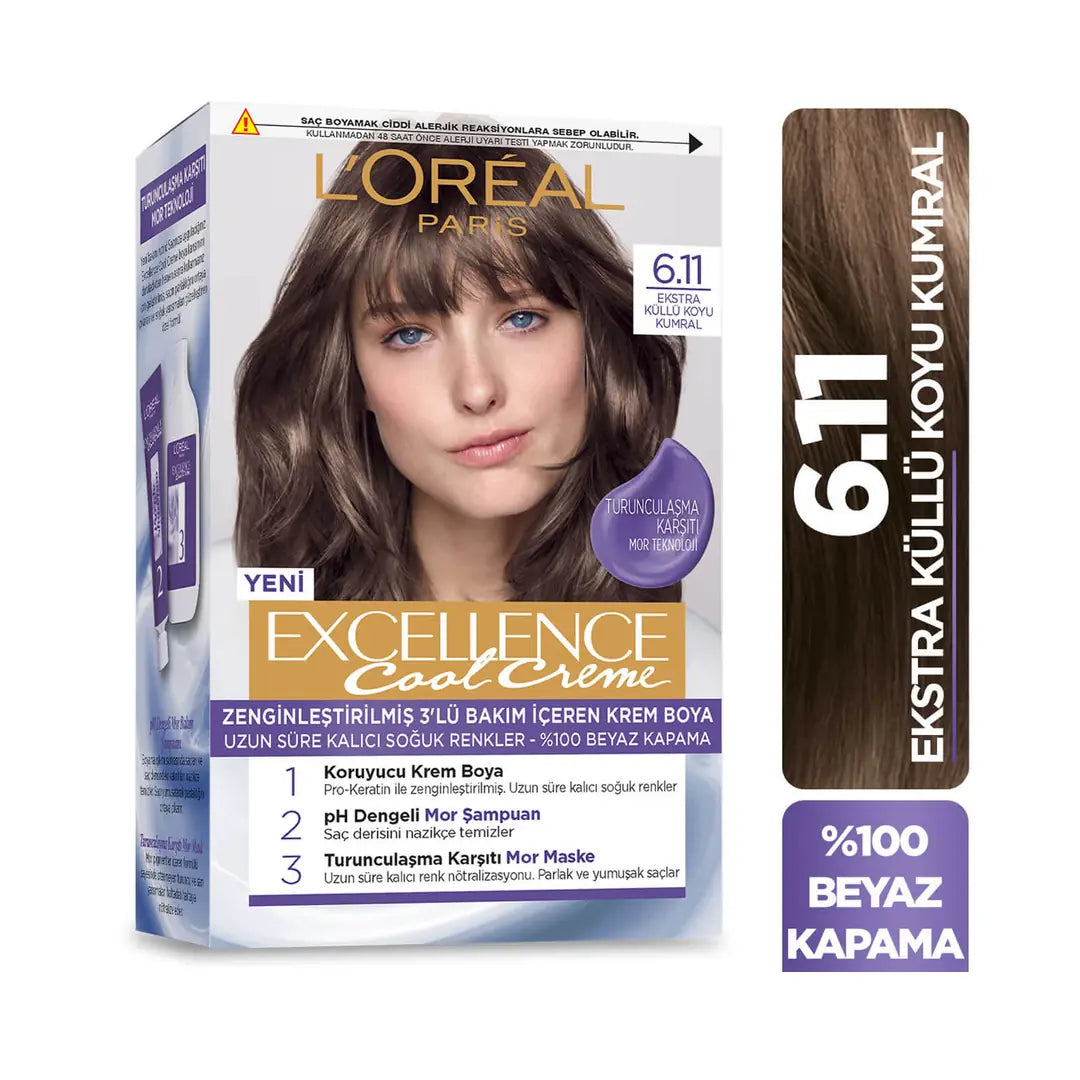L'Oreal Excellence Cool Creme 6-11 Extra Ashy Dark Blonde Hair Dye by Beauty Care Bag