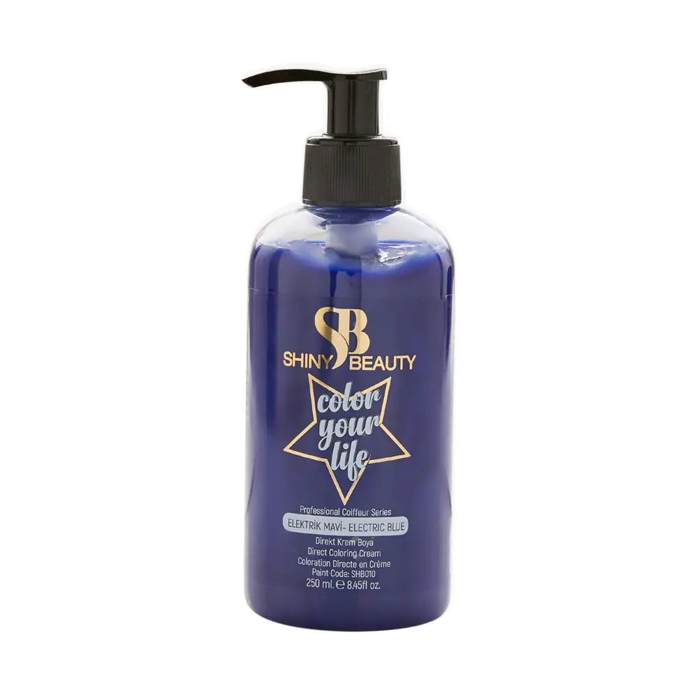 Shiny Beauty Electric Blue Hair Color for Vibrant Shine 250ml by Beauty Care Bag