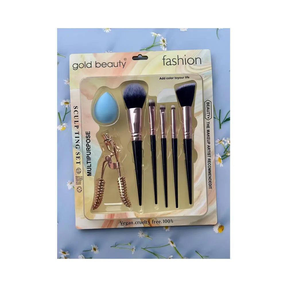 Gold Beauty EP-742 7-Piece Makeup Brush Set by Beauty Care Bag