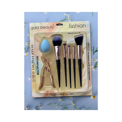 Gold Beauty EP-742 7-Piece Makeup Brush Set by Beauty Care Bag