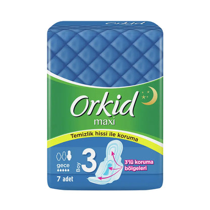 Orkid Maxi Night Sanitary Pads for Leak Protection 7 Count by Beauty Care Bag