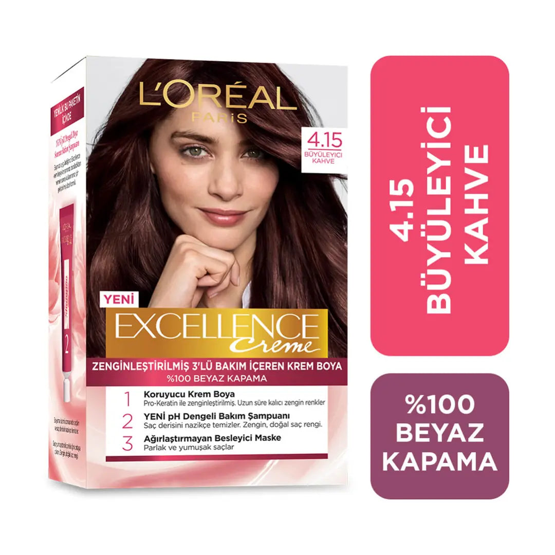 L'Oreal Excellence Creme Hair Color 4-15 Rich Brown by Beauty Care Bag