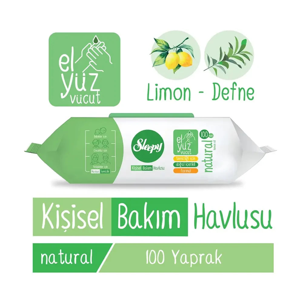 Sleepy Natural Personal Care Wipes for Gentle Cleansing 100 Count by Beauty Care Bag
