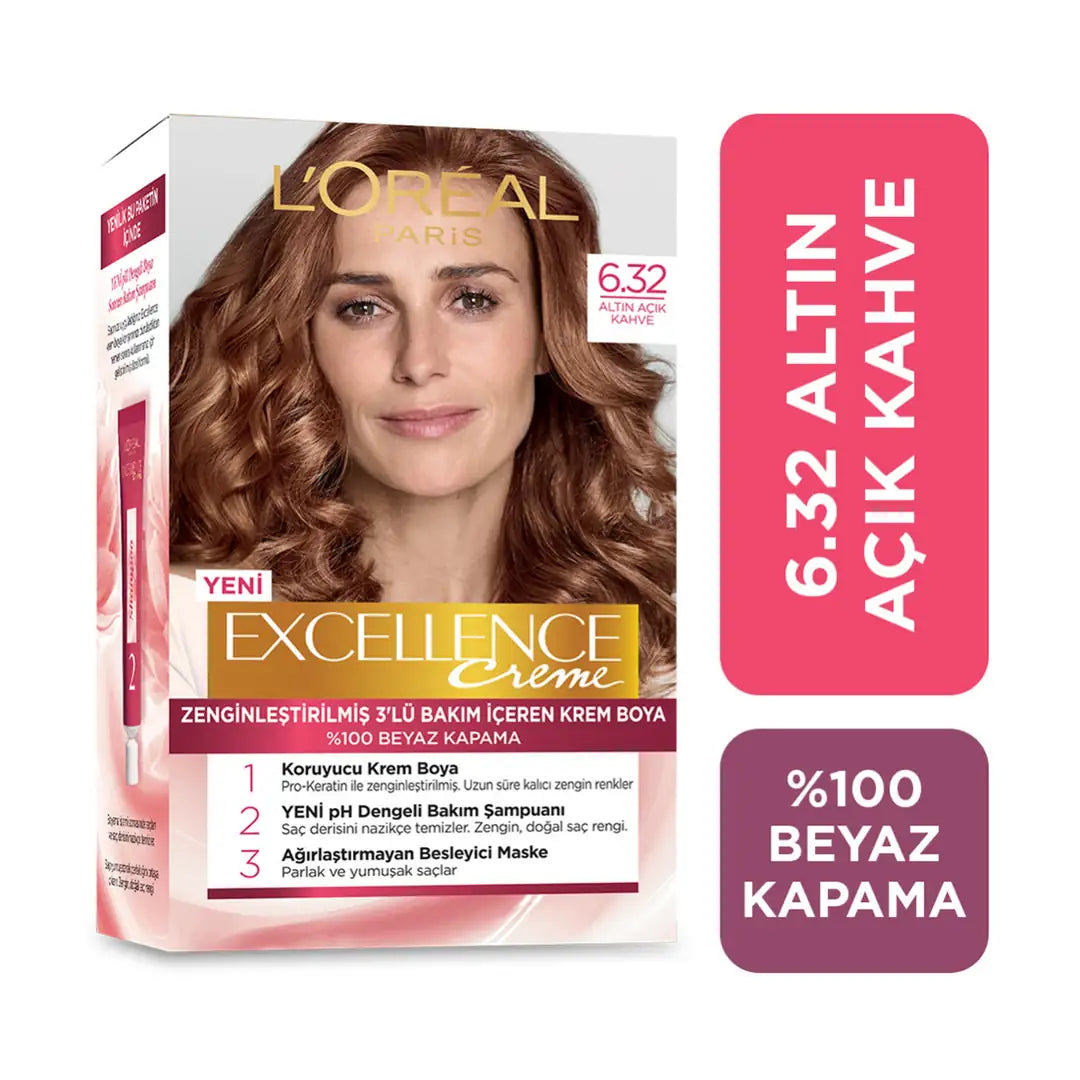 L'Oreal Excellence Creme Hair Color 6-32 Golden Light Brown by Beauty Care Bag