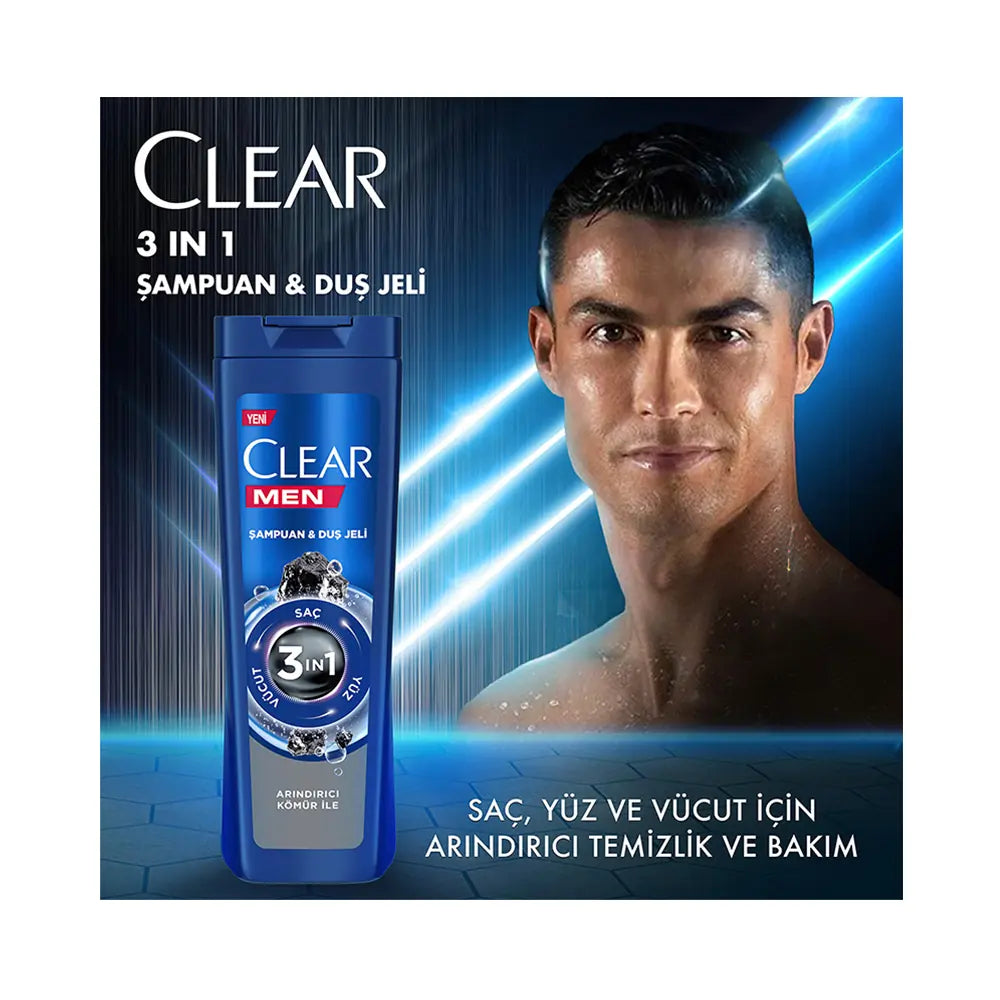 Clear Men 3-in-1 Shampoo & Shower Gel Charcoal Purifying 350 ml by Beauty Care Bag