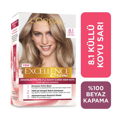L'Oreal Excellence Creme Hair Dye 8.1 Ash Dark Blonde by Beauty Care Bag