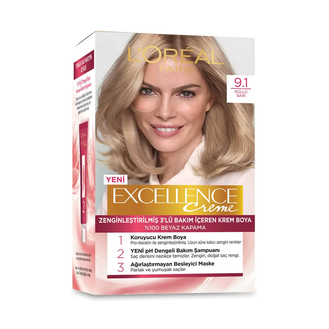 L'Oreal Excellence Creme Hair Color 9-1 Cool Ash Blonde by Beauty Care Bag