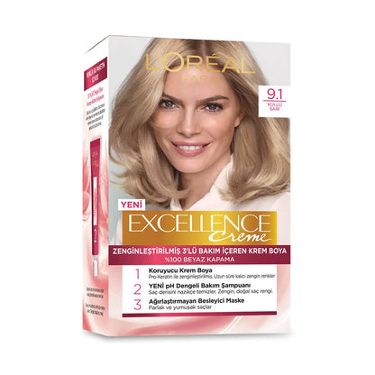 L'Oreal Excellence Creme Hair Color 9-1 Cool Ash Blonde by Beauty Care Bag