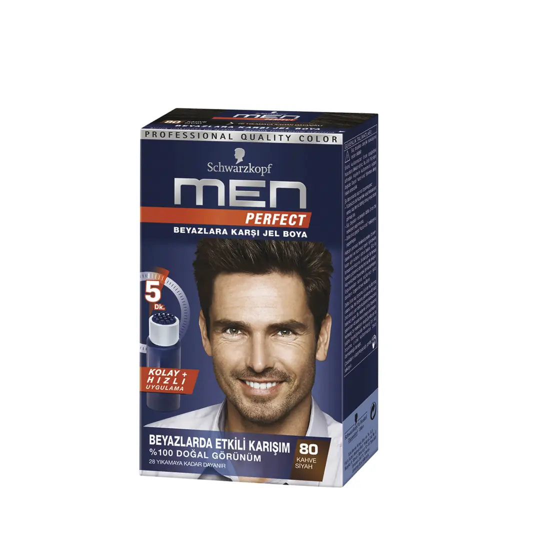 Schwarzkopf Men Perfect Hair Color 80 Natural Brown Black by Beauty Care Bag