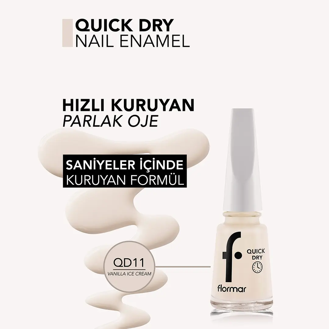 Flormar Quick Dry Nail Polish Glossy Finish in Qd11 by Beauty Care Bag