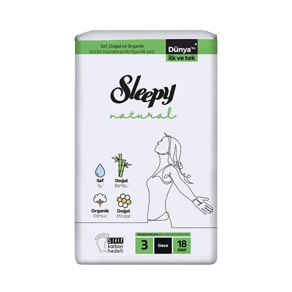 Sleepy Natural Super Eco Long Sanitary Pads 18-Pack by Beauty Care Bag