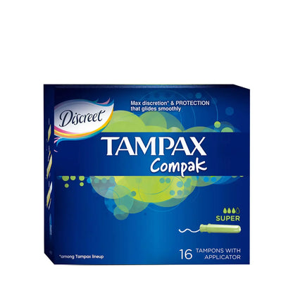 Discreet Tampax Compak Super Tampons for Heavy Flow 20 Count by Beauty Care Bag