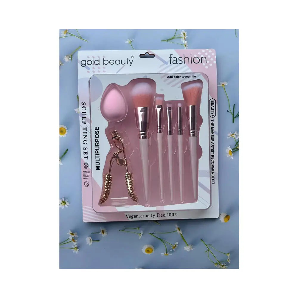 Gold Beauty EP-742 7-Piece Makeup Brush Set by Beauty Care Bag