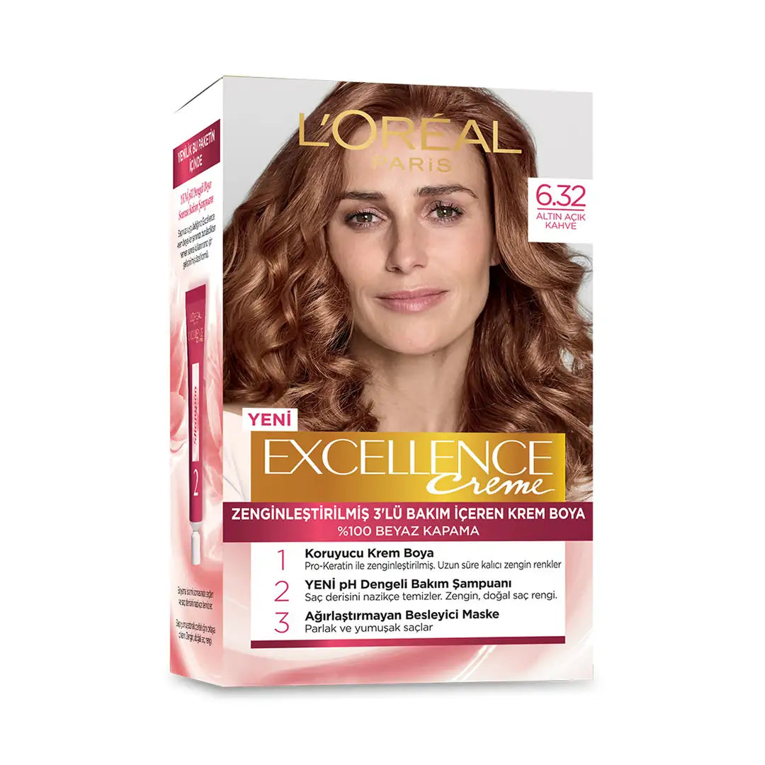 L'Oreal Excellence Creme Hair Color 6-32 Golden Light Brown by Beauty Care Bag