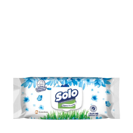 Solo Ocean Freshness Wet Wipes for Daily Cleansing 90 Count by Beauty Care Bag