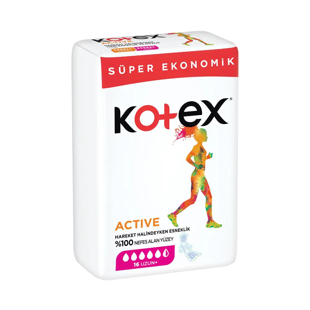 Kotex Active Quadro Long Pads for Leak Protection 16-Pack by Beauty Care Bag