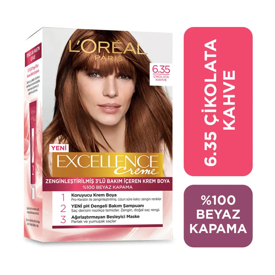 Loreal Excellence Creme Hair Color 6-35 Chocolate Brown by Beauty Care Bag