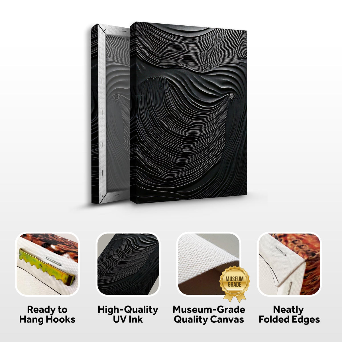 Modern Black Wave Wall Art by Tailored Canvases