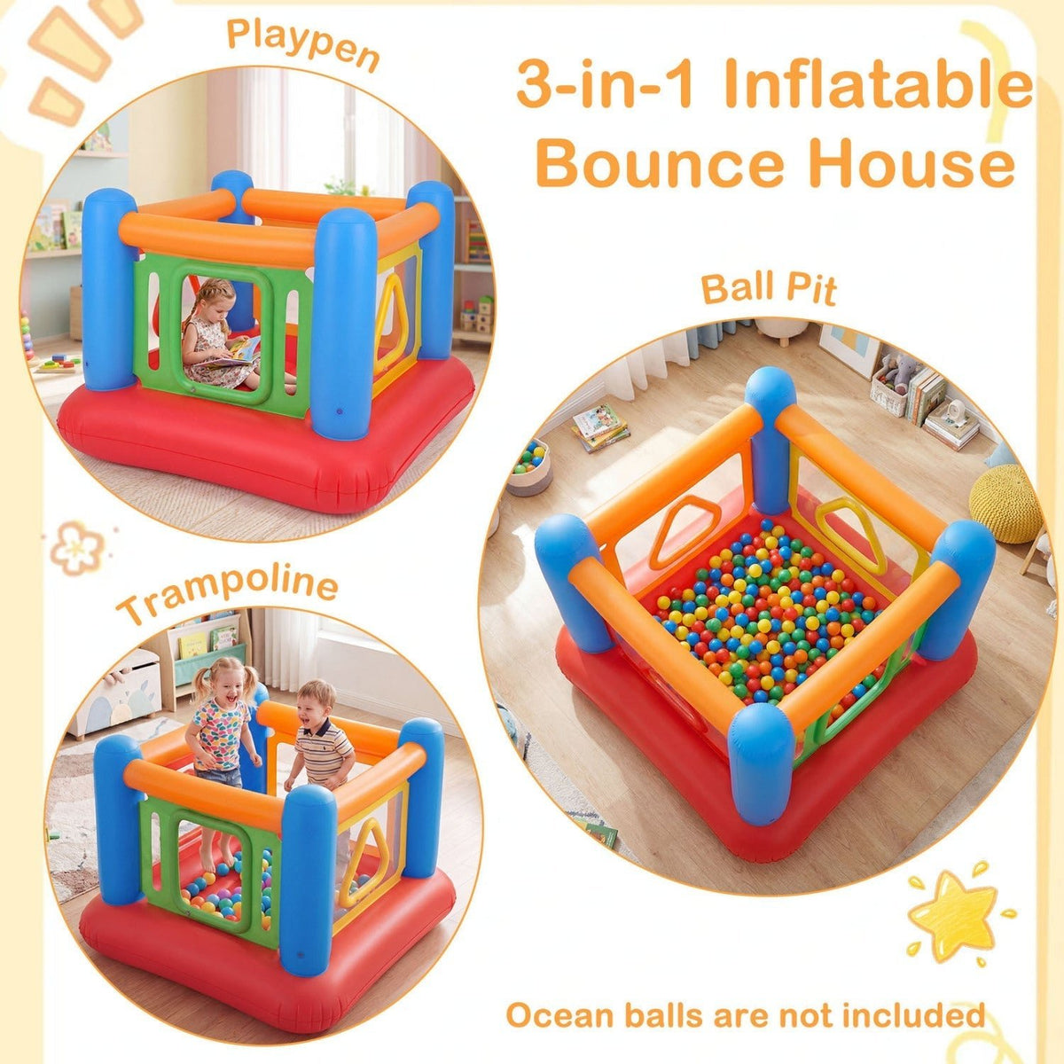 Inflatable Bounce House for Kids with Transparent Side WallsBounce HouseTorqelo.com