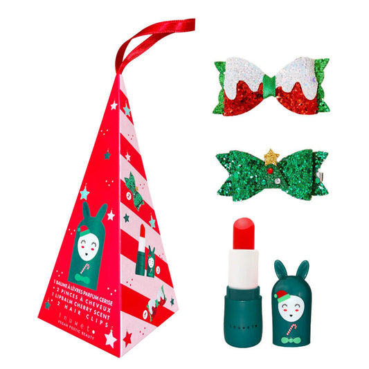 Inuwet Cherry Lip Balm and Hair Clip Holiday Gift Set by Beauty Care Bag