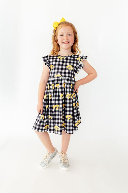 Iowa Plaid Tigerhawk Flutter Twirl DressTwirl Dress - FlutterTorqelo.com