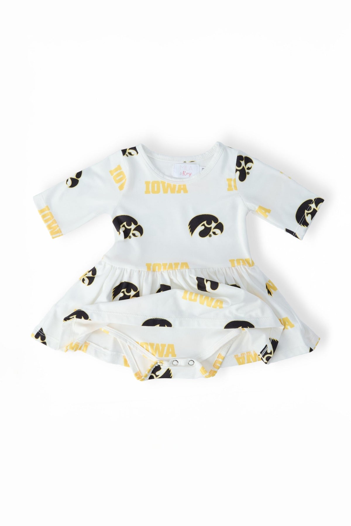 Iowa White Tigerhawk 3/4 Sleeve Twirl BodysuitTwirl Bodysuit - 3/4 SleeveTorqelo.com