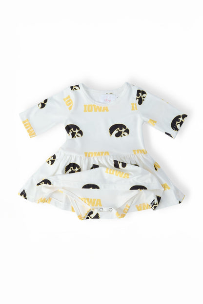Iowa White Tigerhawk 3/4 Sleeve Twirl BodysuitTwirl Bodysuit - 3/4 SleeveTorqelo.com