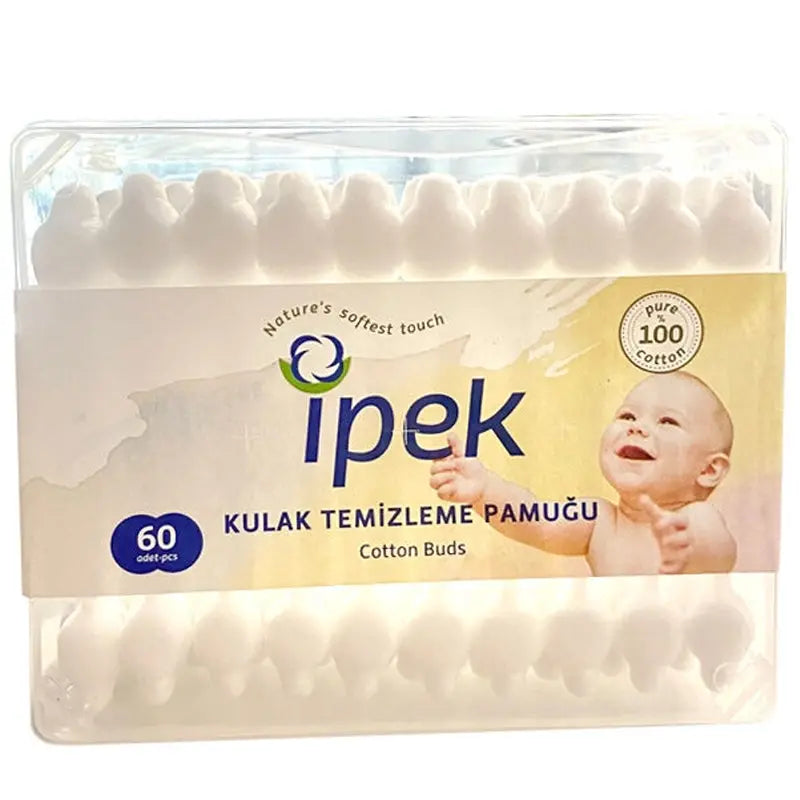 Ipek Pamuk Baby Safety Cotton Buds Pure Cotton 60 Count by Beauty Care Bag