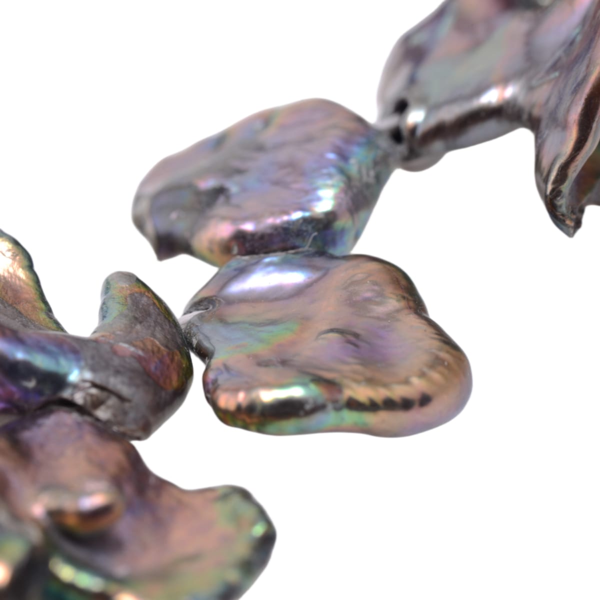 Freshwater Biwa Pearl Rose Petal Beads - Iridescent Purple Green 15 Inch Strand by Continental Bead Suppliers
