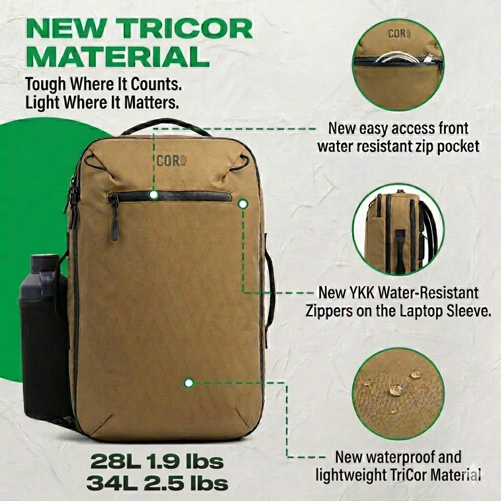 Island Hopper 2.0 TriCor Carry On Travel Backpack (NEW) by COR Surf