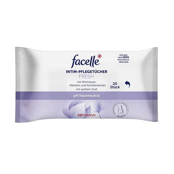 Facelle intimate hygiene wipes for sensitive skin, 20 count