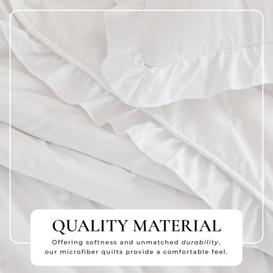 Dot Stitched Ruffled Quilt Set - Dot-Ruffled Collection by Great Bay Home